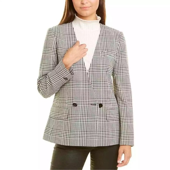 NWT Club Monaco Old Money Classy Plaid Fall Blazer Double Breasted Collarless